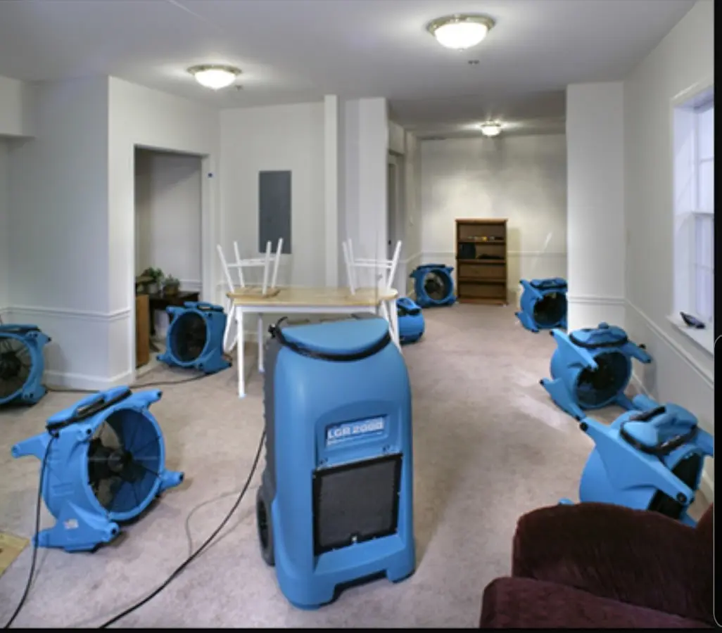 Air movers and dehumidifier setup for Water Damage Restoration in Goodlettsville